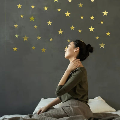 15 Stars Acrylic Mirror Wall Stickers Golden