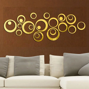 24 PCS Acrylic Mirror 3D Wall Stickers Golden