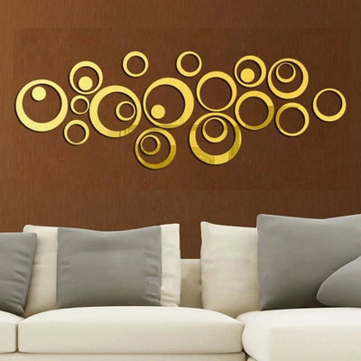 24 PCS Acrylic Mirror 3D Wall Stickers Golden