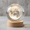 3D Crystal Ball Moon Night Light with Wooden Base