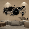 3D Digital World Map Wooden Wall Clock 24x24