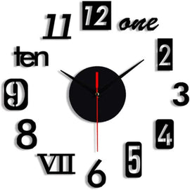 DIY 3D Wooden Wall Sticker Clock Décor