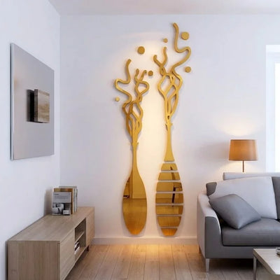EVENTO 3D Acrylic Mirror Wall Decor 2 Panel Set
