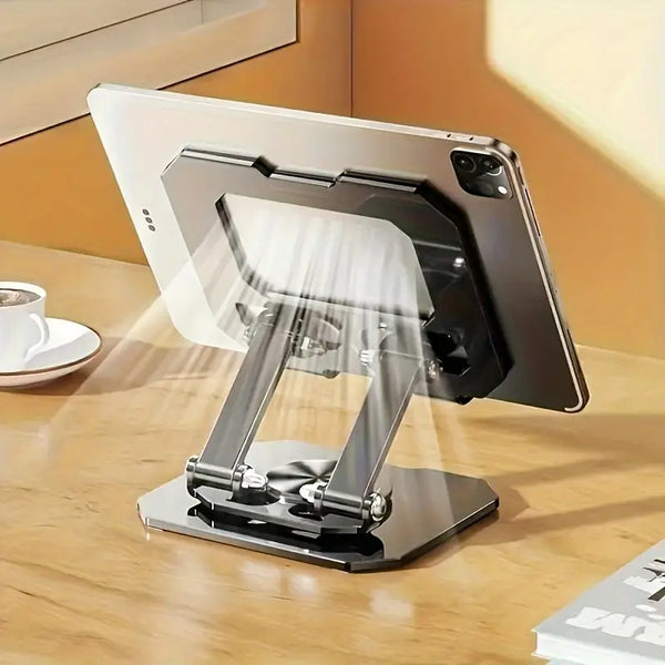 360° Rotating Metal Tablet & Mobile Stand – Foldable Adjustable Cooling Desk Holder