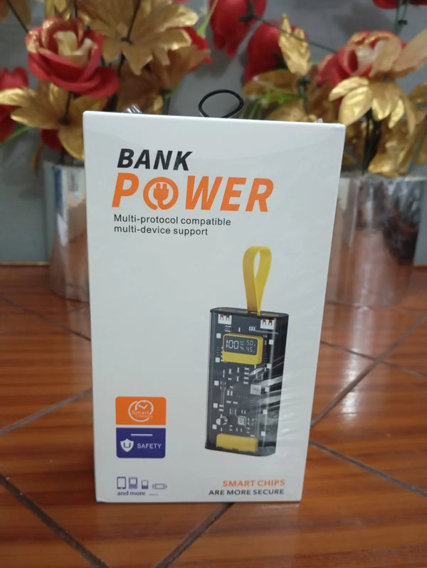 Transparent Power Bank 20000mAh | Fast Charging | Digital Display | Emergency Light